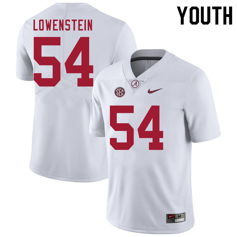Alabama Crimson Tide Youth Julian Lowenstein #54 White NCAA Nike Authentic Stitched 2020 College Football Jersey JK16J08LB